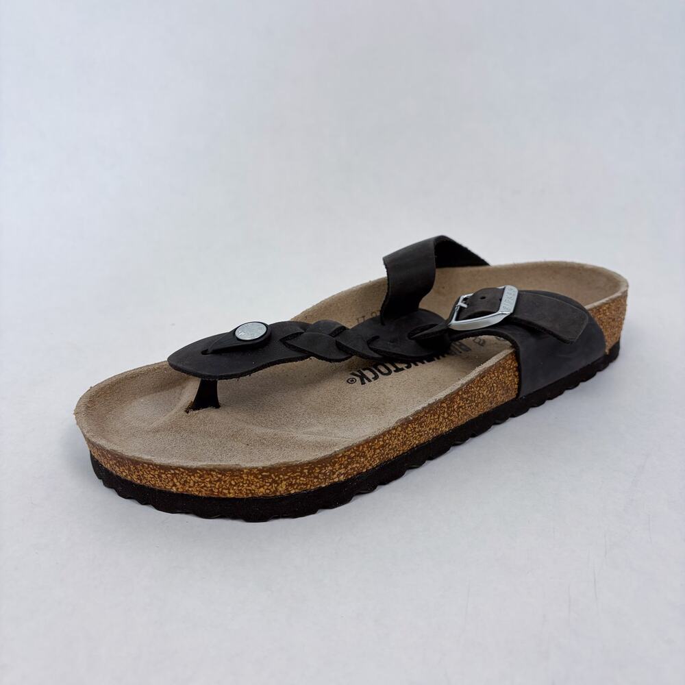Birkenstock Gizeh Braided Oiled Leather Sandal in Black 39 - Picture 2 of 6